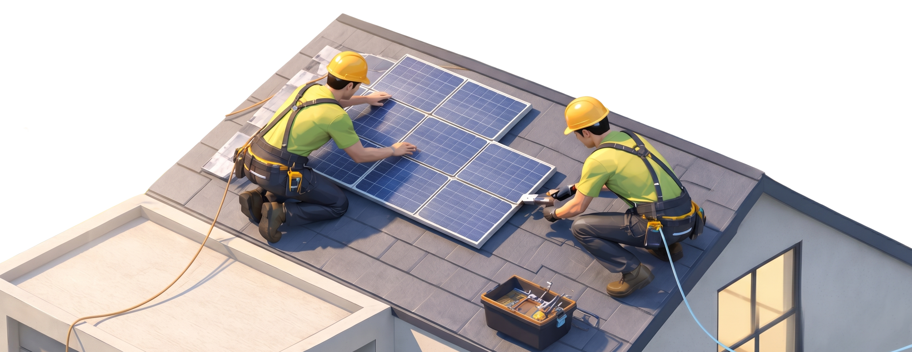 Rayamp installers working on a residential rooftop solar system in Victoria